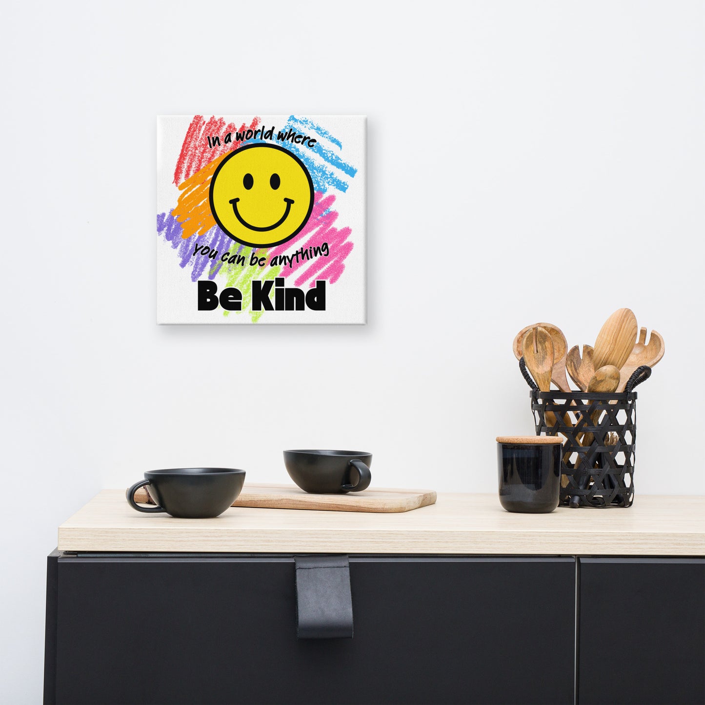 Be Kind Scribble Canvas Wall Art