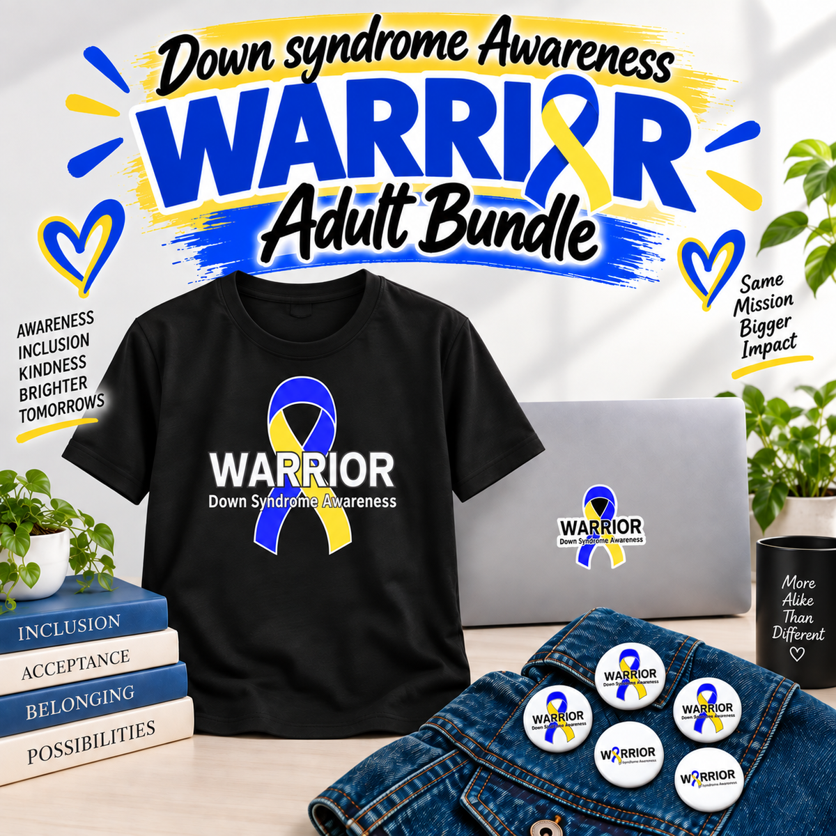 Down syndrome Awareness Warrior Adult Bundle