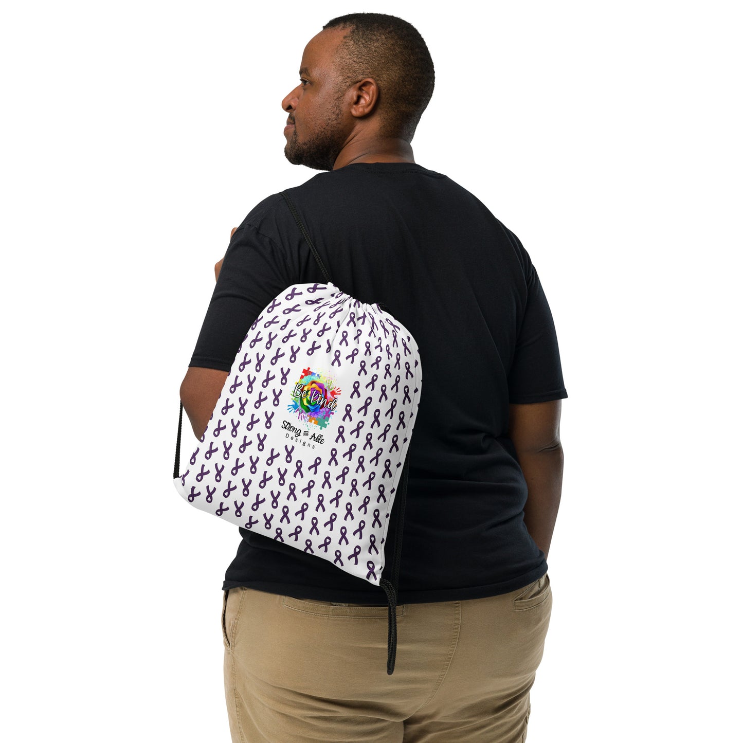 Epilepsy Awareness Ribbon Drawstring Bag