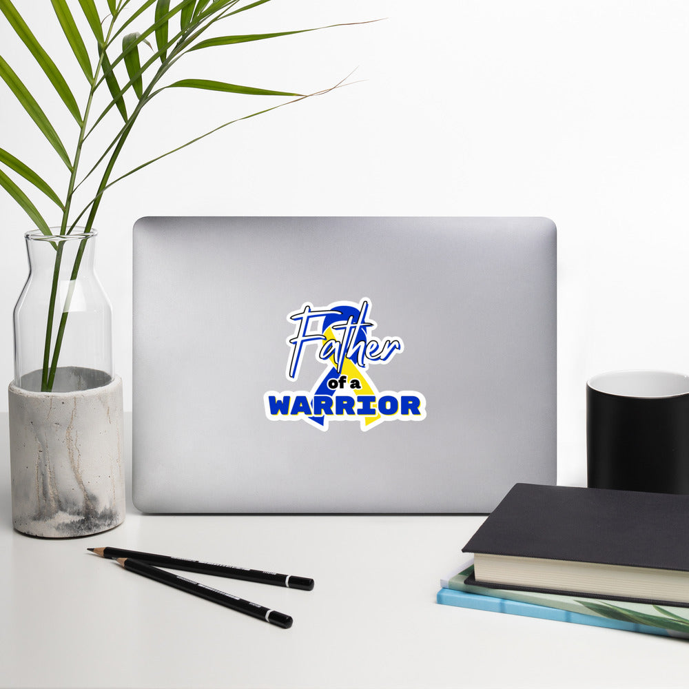 Down syndrome Father of a Warrior Vinyl Sticker