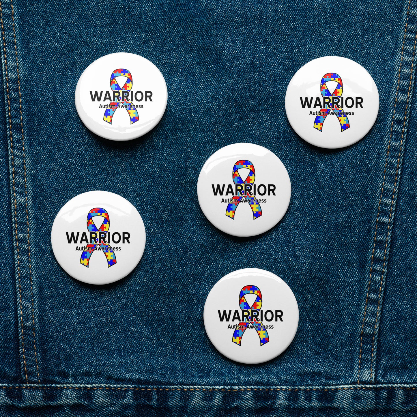 Autism Warrior Set of (5) Pin Buttons