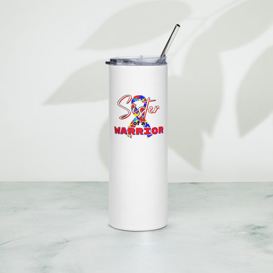 Autism Sister of a Warrior Skinny Tumbler