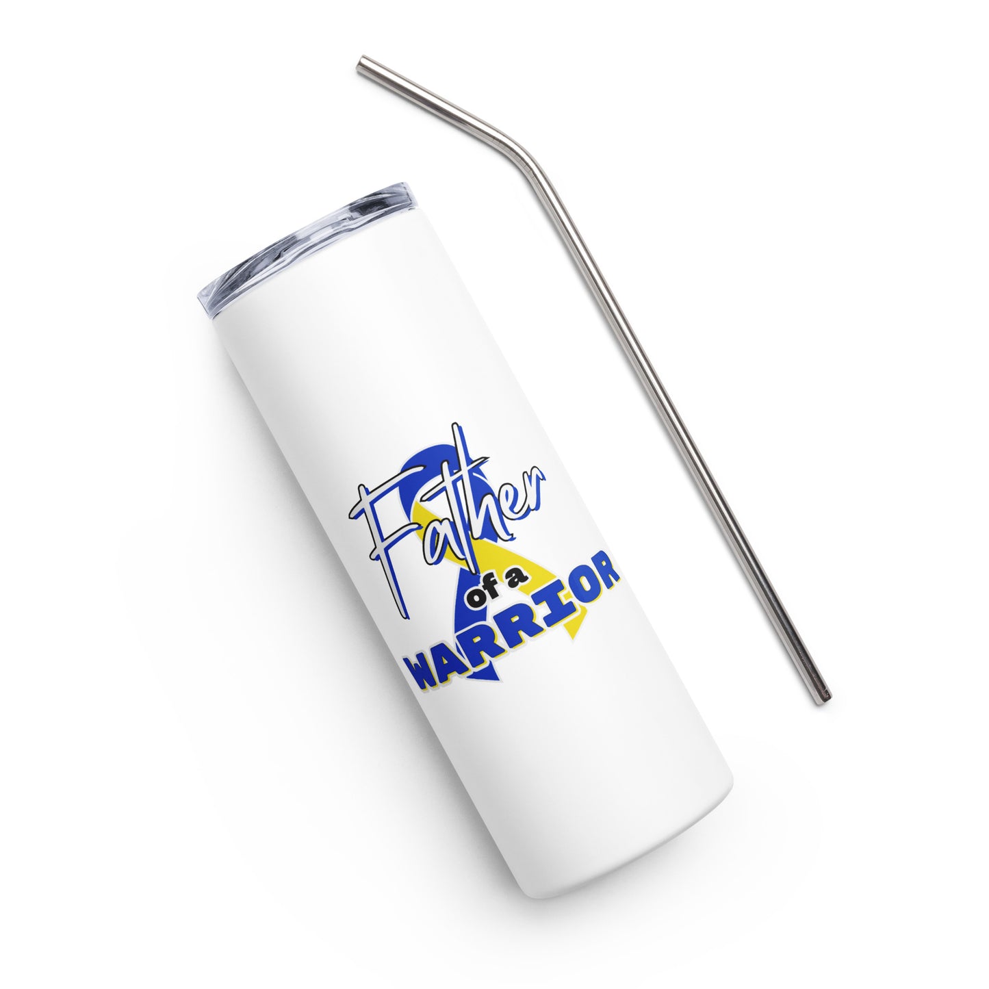 Down syndrome Father of a Warrior Skinny Tumbler