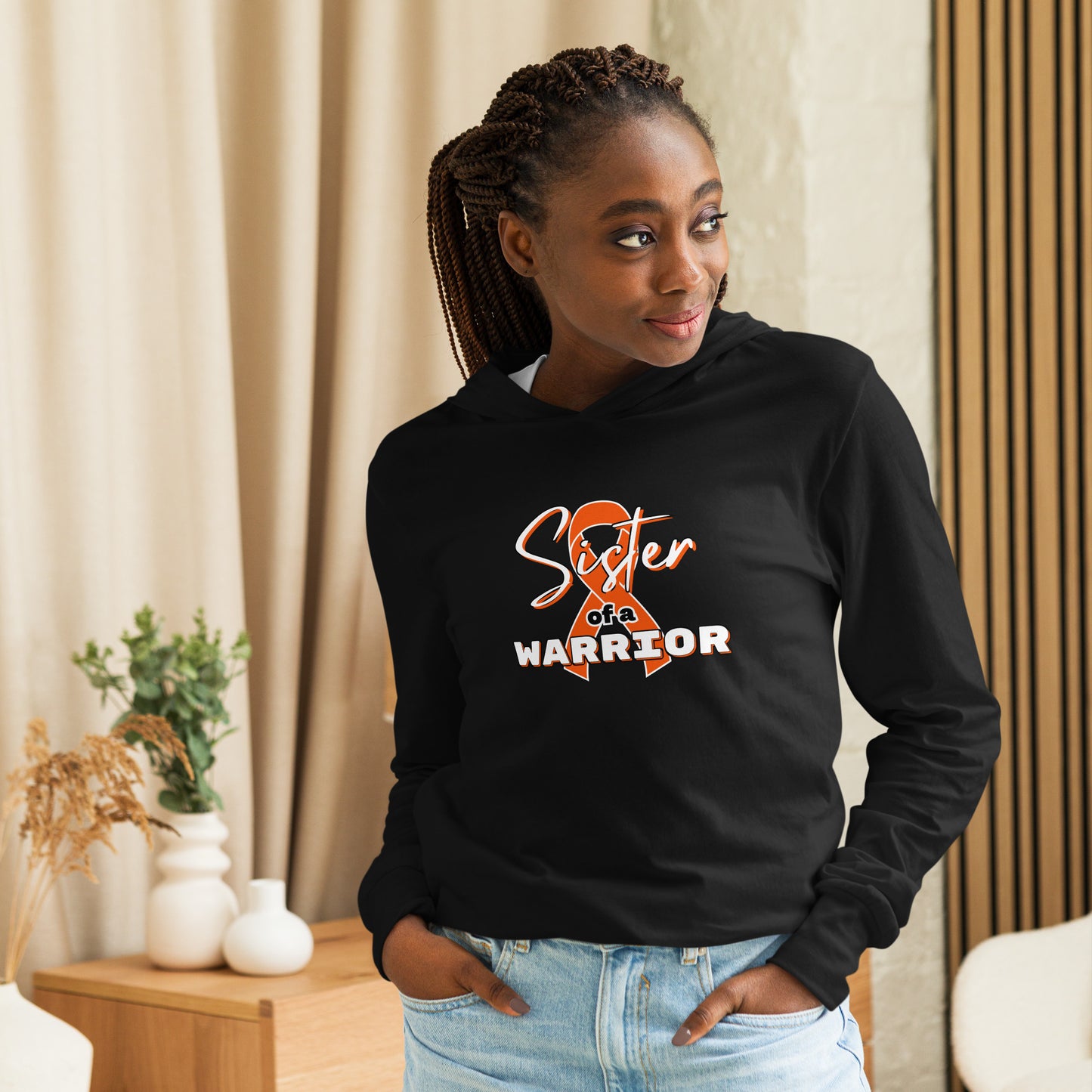 ADHD Sister of a Warrior LS Hooded Tee