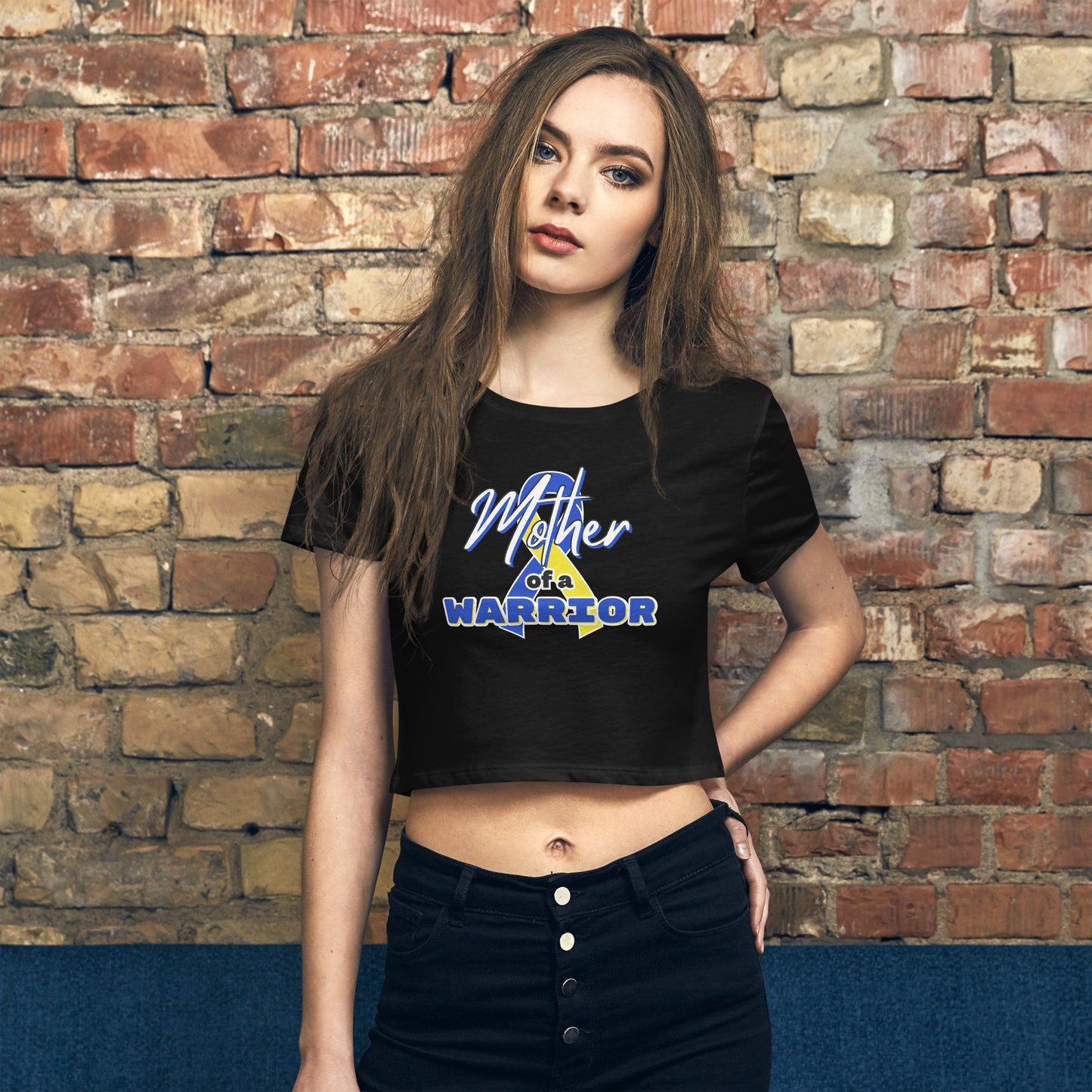 Down syndrome Mother of a Warrior Cropped Tee