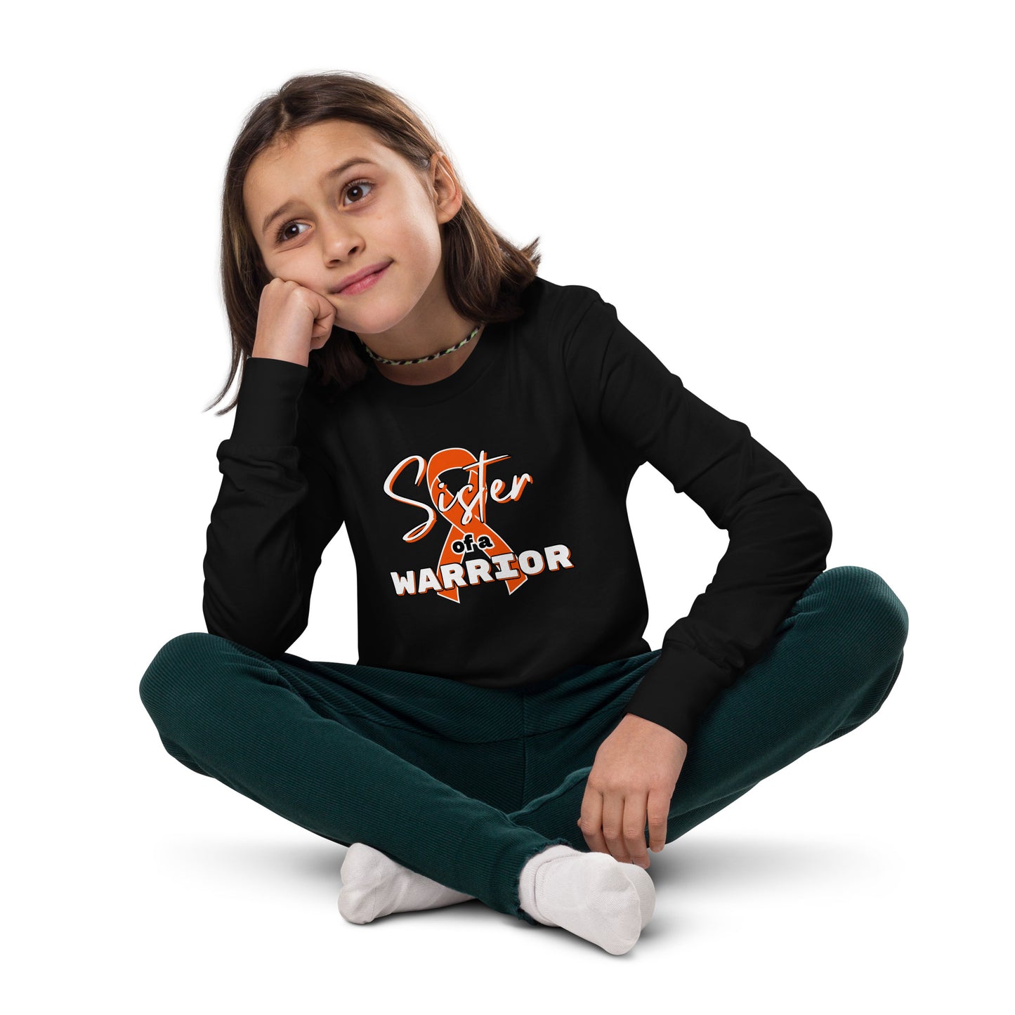 ADHD Sister of a Warrior LS Kids Tee