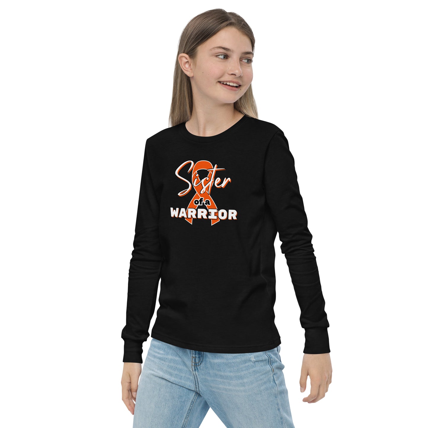 ADHD Sister of a Warrior LS Kids Tee