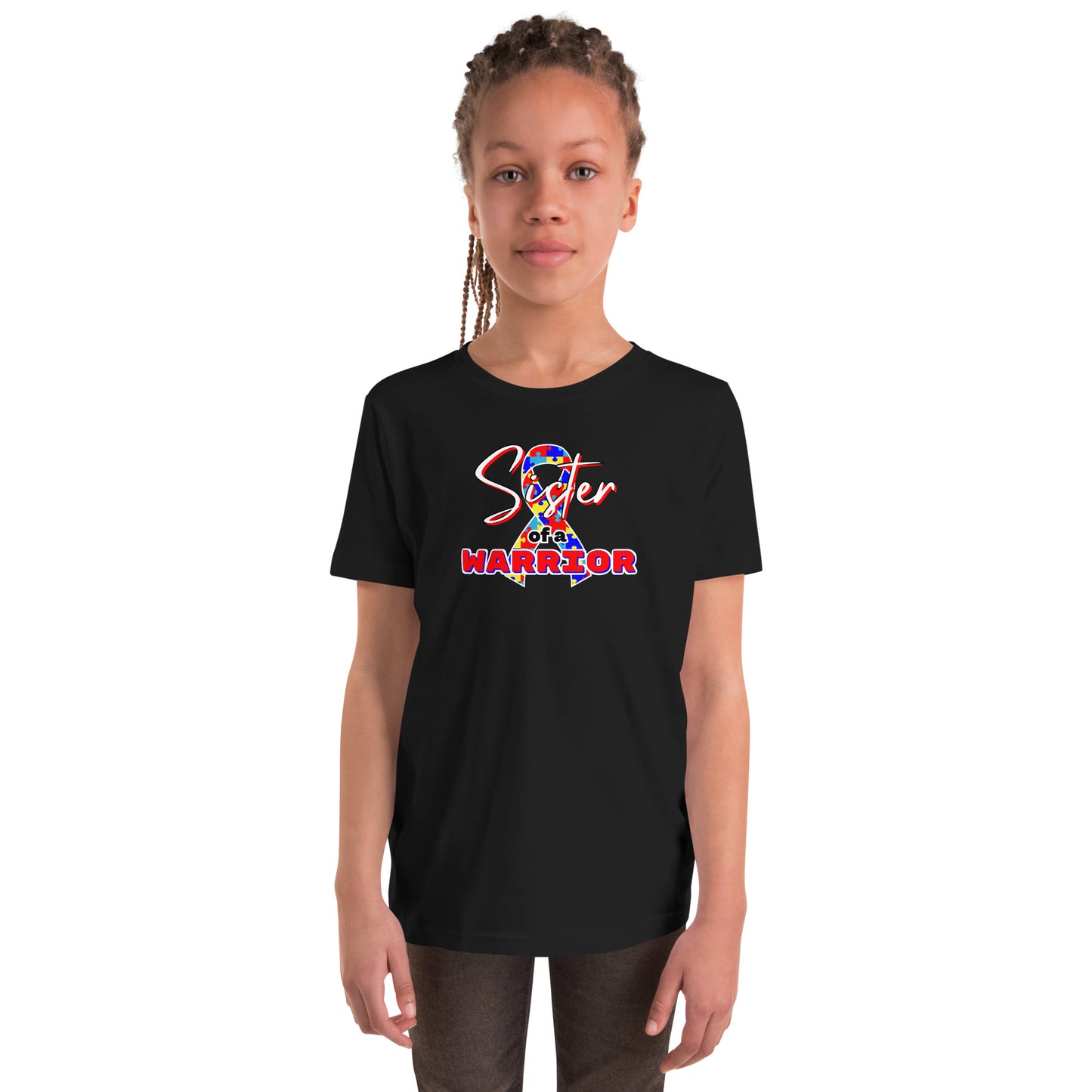 Autism Sister of a Warrior SS Kids Tee